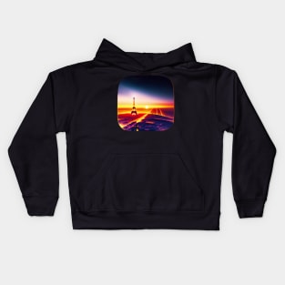 Airplane View Paris Sunset Kids Hoodie